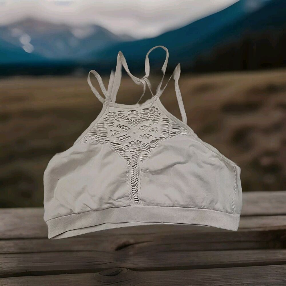 Victoria's Secret Bralette Brassiere Sz S/P White Sports Yoga Non-padded